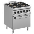 Fourneau gaz 4 feux vifs, sur four gaz GN 2/1 - Diverso