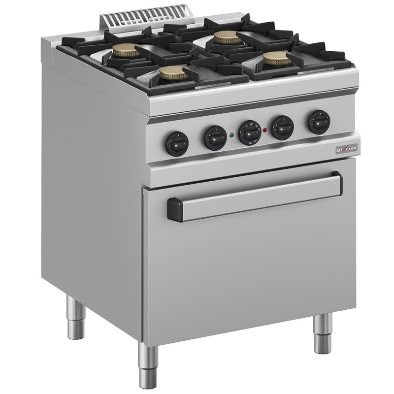 Fourneau gaz 4 feux, four électrique à convection GN 1/1 - Diverso