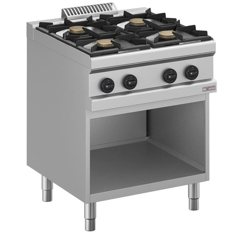 Fourneau gaz 4 feux, sur armoire ouverte - Diverso