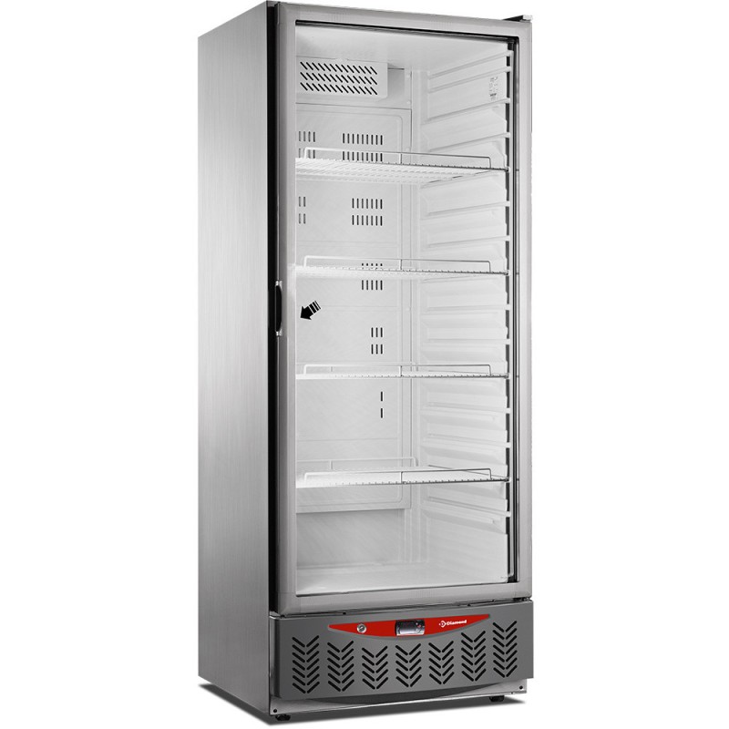 Frigo ventilé, 525 litres, vitrée, GN2/1+600x400, acier inox - Diamond