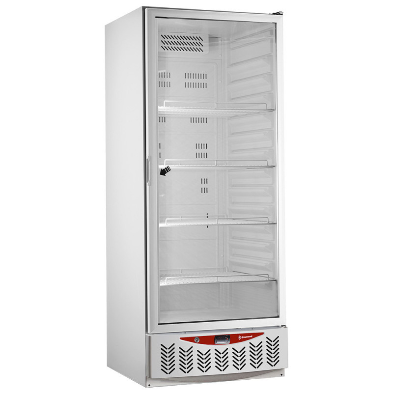 Frigo ventilé, porte vitrée, 525 litres, GN2/1+600x400, blanc - Diamond