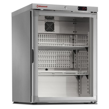 Frigo ventilé, vitrée, 150 Lit. acier inox - Diamond