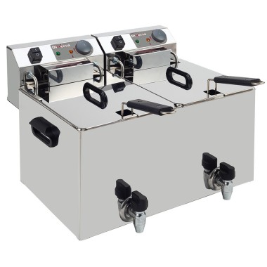 Friteuse de table électrique 2x 10 litres + robinet de vidange - Diverso