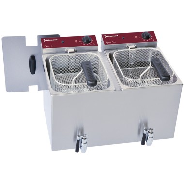 Friteuse de table électrique 2x 8 litres + robinet de vidange - Diamond