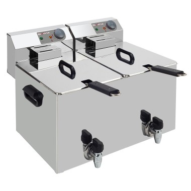 Friteuse de table électrique 2x 8 litres + robinet de vidange - Diverso