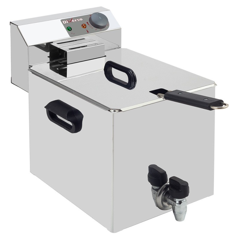 Friteuse de table électrique 8 litres + robinet de vidange - Diverso