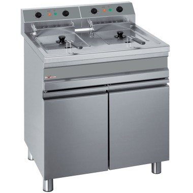 Friteuse électrique 2 cuves de 14 litres sur armoire - Diverso