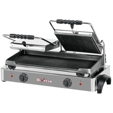 Grill panini électrique DOUBLE, plaques rainurées - Diverso