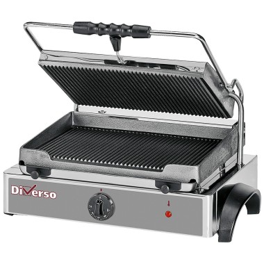 Grill panini électrique MEDIUM, plaques rainurées - Diverso