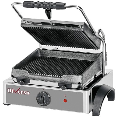 Grill panini électrique, plaques rainurées - Diverso