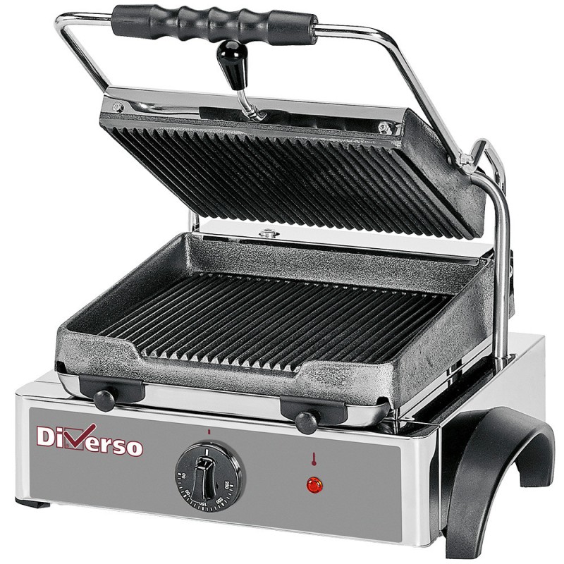 Grill panini électrique, plaques rainurées - Diverso