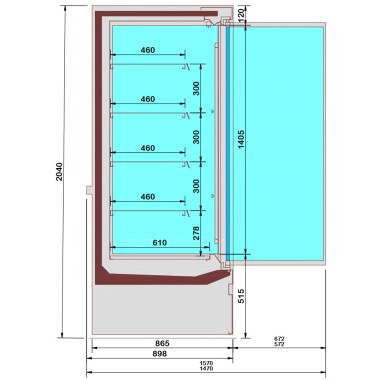 Meuble mural réfrigéré, joues vitrée, libre-service, portes battantes - Déco NOIRE - Diamond