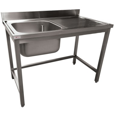 Plonge inox ECO 1 cuve égouttoir droite, sans tablette inférieure - Diverso