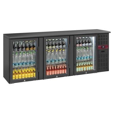 Refroidisseur de bouteilles 3 portes vitrées, 500 litres, pieds réglables - Diamond
