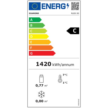 Refroidisseur de bouteilles 3 portes vitrées, 500 litres, pieds réglables - Diamond