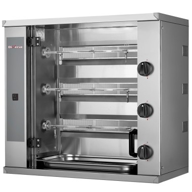 Rôtissoire à poulets gaz, 3 broches (9 poulets) SMALL - Diverso