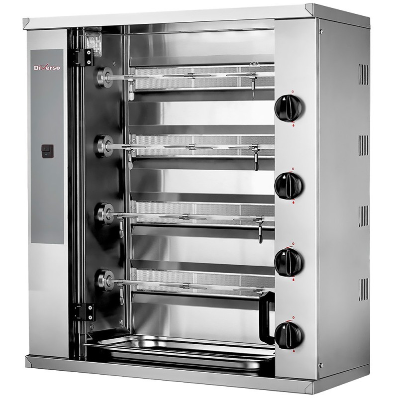 Rôtissoire à poulets gaz, 4 broches (12 poulets) SMALL - Diverso