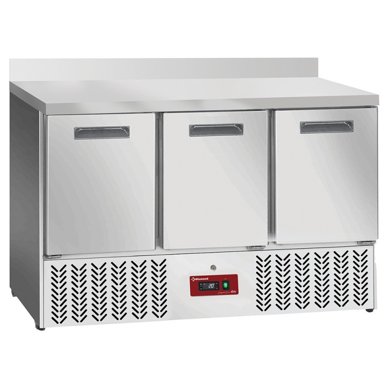 Table frigorifique , 3 portes GN 1/1, avec dosseret - Diamond