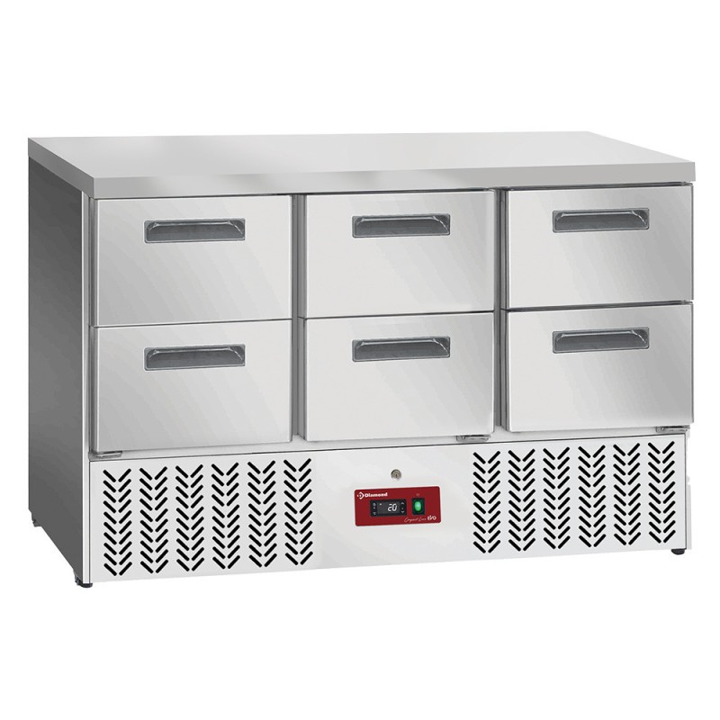 Table frigorifique , 6x 1/2 tiroirs GN 1/1 - Diamond
