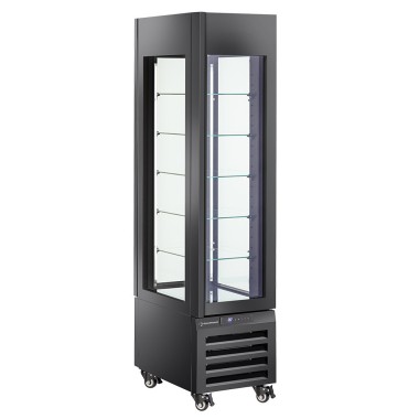 Vitrine "FULL vitrée" 260 Lt., 5 niveaux en verre, ventilée - ICE CREAM & PASTRY - NOIR - Diamond