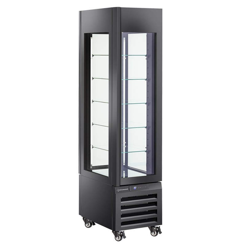 Vitrine "FULL vitrée" 260 Lt., 5 niveaux en verre, ventilée - ICE CREAM & PASTRY - NOIR - Diamond