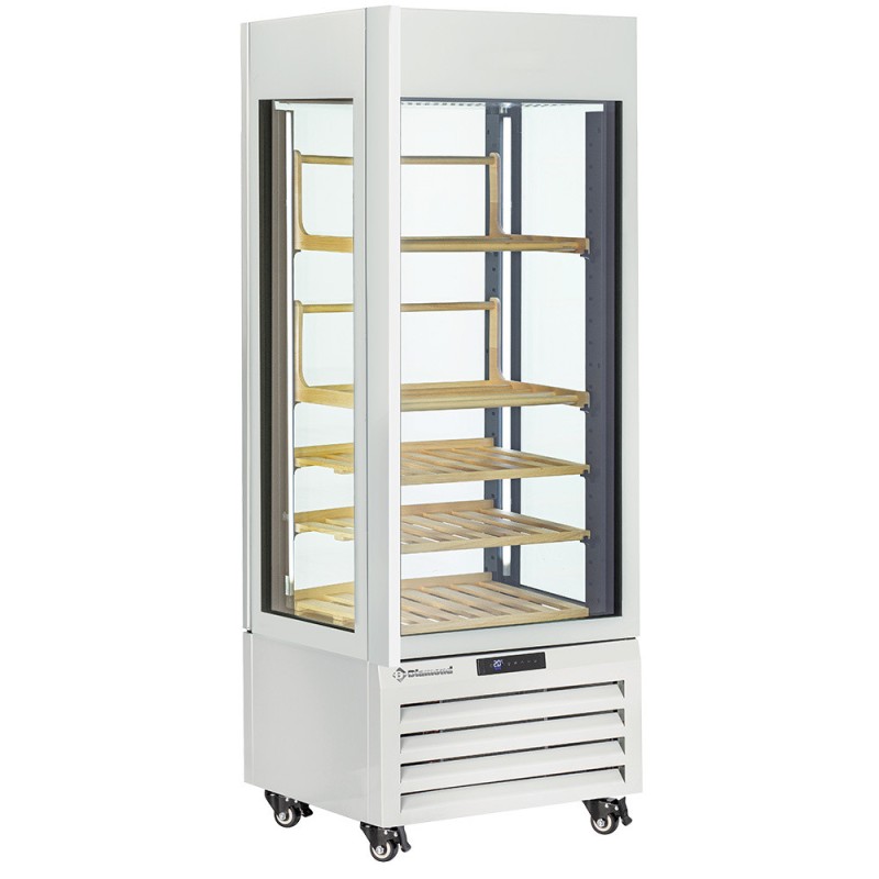 Vitrine "FULL vitrée" 440 Lt., 1 niveau + 4 étagères, ventilée - WINE - BLANC - Diamond