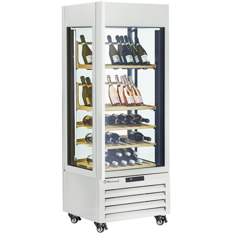 Vitrine "FULL vitrée" 440 Lt., 1 niveau + 4 étagères, ventilée - WINE - BLANC - Diamond