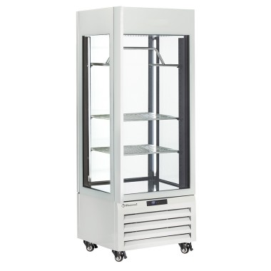 Vitrine "FULL vitrée" 440 Lt., 2 étagères & barre à viande, ventilée - MEAT - BLANC - Diamond