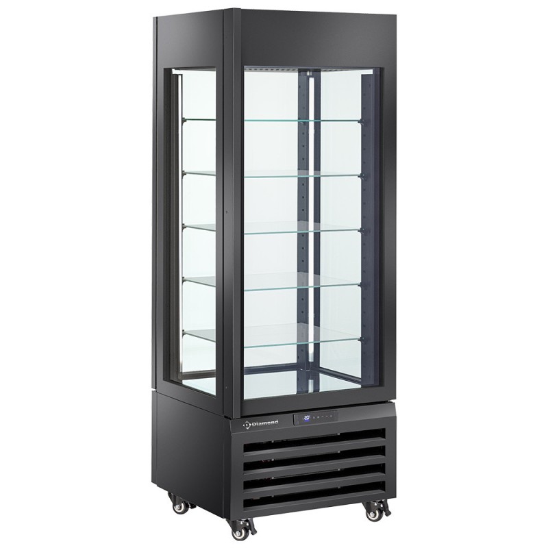 Vitrine "FULL vitrée" 440 Lt., 5 niveaux en verre, ventilée - ICE CREAM & PASTRY - NOIR - Diamond