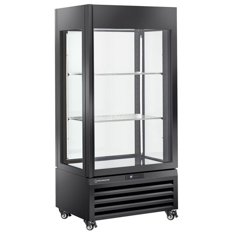 Vitrine "FULL vitrée" 600 Lt., 1 niveau + 2 étagères, ventilée - WINE - NOIR - Diamond