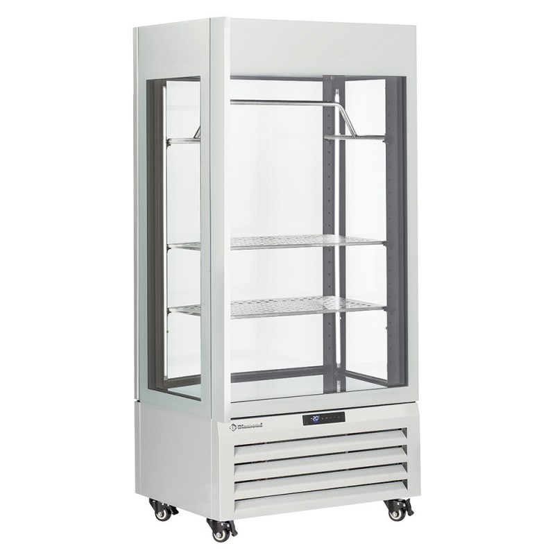 Vitrine "FULL vitrée" 600 Lt., 2 étagères & barre à viande, ventilée - MEAT - BLANC - Diamond