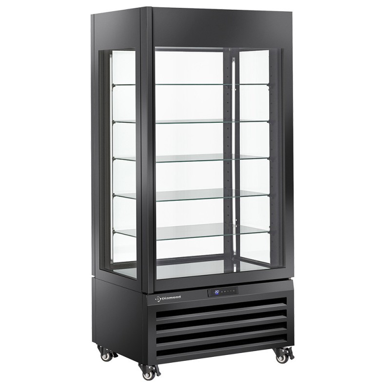 Vitrine "FULL vitrée" 600 Lt., 5 niveaux en verre, ventilée - ICE CREAM & PASTRY - NOIR - Diamond
