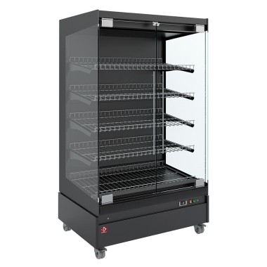 Vitrine chauffante, libre-service, avec porte vitrée, sur roues - FULL BLACK - Diamond