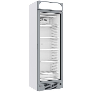 Vitrine ventilée négative vitrée 374 litres - 5 niveaux fixes avec caisson lumineux - BLANCHE - Diverso