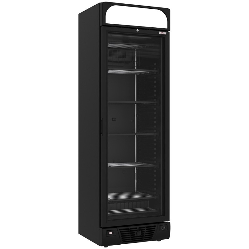 Vitrine ventilée négative vitrée 374 litres - 5 niveaux fixes avec caisson lumineux - NOIRE - Diverso
