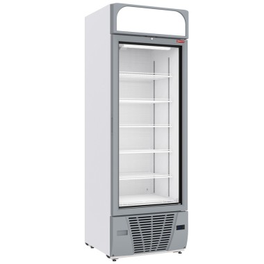 Vitrine ventilée négative vitrée 496 litres - 6 niveaux fixes avec caisson lumineux - BLANCHE - Diamond