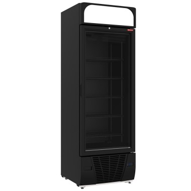 Vitrine ventilée négative vitrée 496 litres - 6 niveaux fixes avec caisson lumineux - NOIRE - Diamond