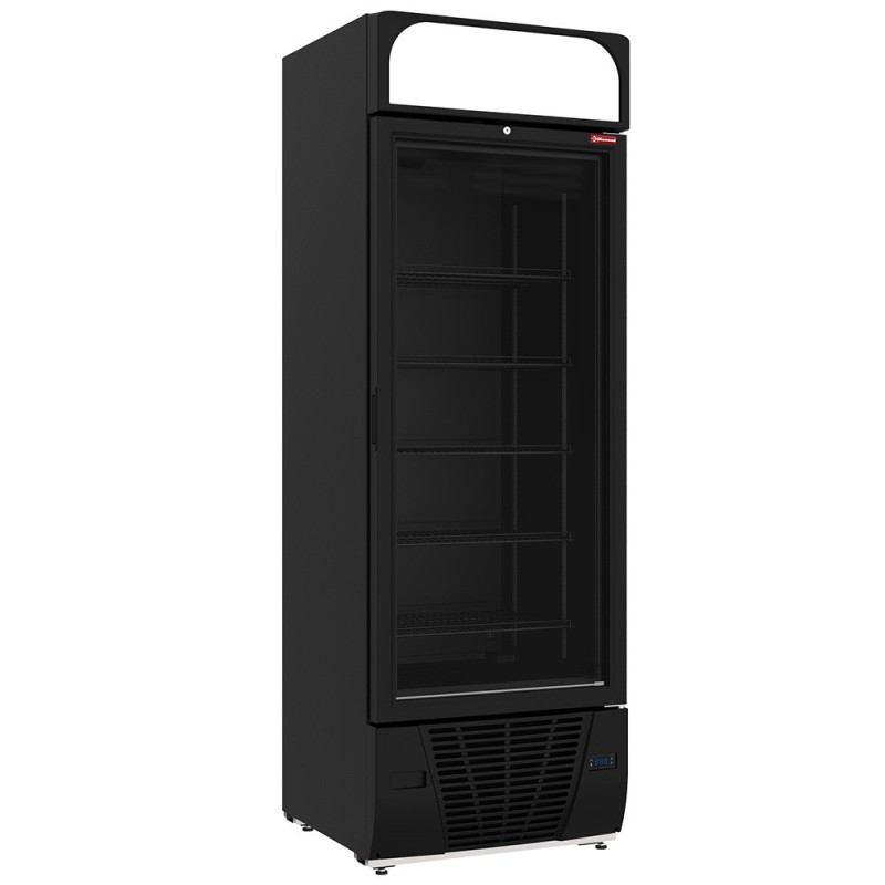 Vitrine ventilée négative vitrée 496 litres - 6 niveaux fixes avec caisson lumineux - NOIRE - Diamond