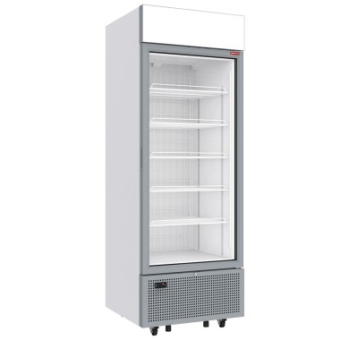 Vitrine ventilée négative vitrée 646 litres - 5 niveaux fixes avec caisson lumineux - BLANCHE - Diamond