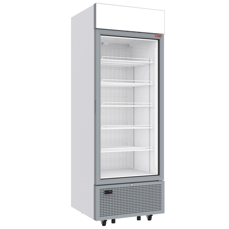 Vitrine ventilée négative vitrée 646 litres - 5 niveaux fixes avec caisson lumineux - BLANCHE - Diamond