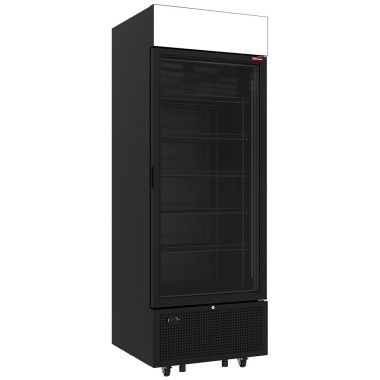 Vitrine ventilée négative vitrée 646 litres - 5 niveaux fixes avec caisson lumineux - NOIRE - Diamond