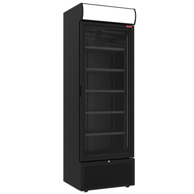 Vitrine ventilée positive 494 litres NOIRE avec caisson lumineux - Diamond