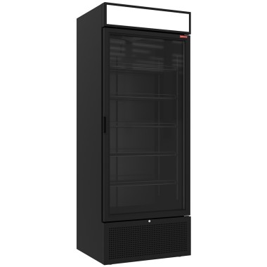 Vitrine ventilée positive 715 litres NOIRE avec caisson lumineux - Diamond