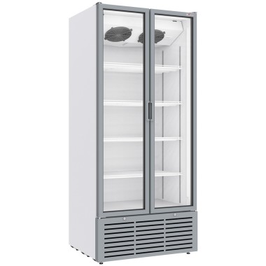 Vitrine ventilée positive 804 litres, 2 portes battantes, BLANCHE - Diverso