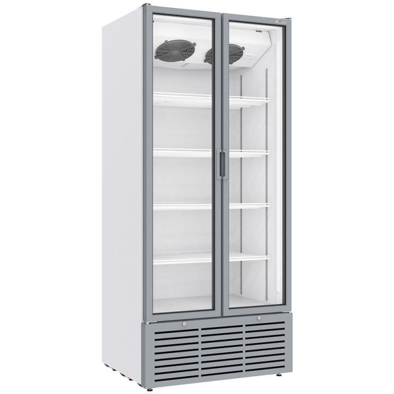 Vitrine ventilée positive 804 litres, 2 portes battantes, BLANCHE - Diverso