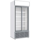 Vitrine ventilée positive, 783 litres, 2 portes coulissantes, avec caisson lumineux, BLANCHE - Diverso