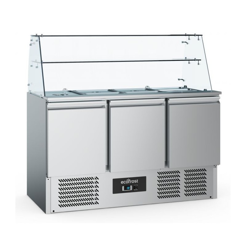 Saladette réfrigérée support vitré 3 portes - Combisteel