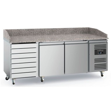 Table de préparation Pizza 2 portes et 7 tiroirs - Combisteel