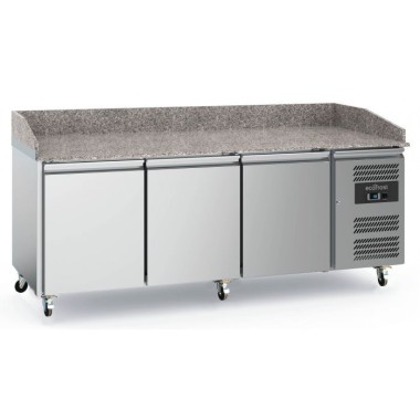 Table de Préparation Pizza 3 Portes Ecofrost - Granit Naturel, 580L, Acier Inoxydable - Performance & Durabilité