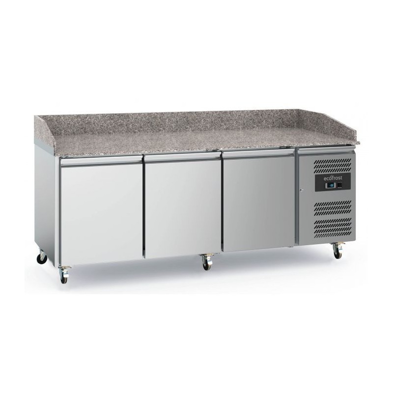 Table de Préparation Pizza 3 Portes Ecofrost - Granit Naturel, 580L, Acier Inoxydable - Performance & Durabilité